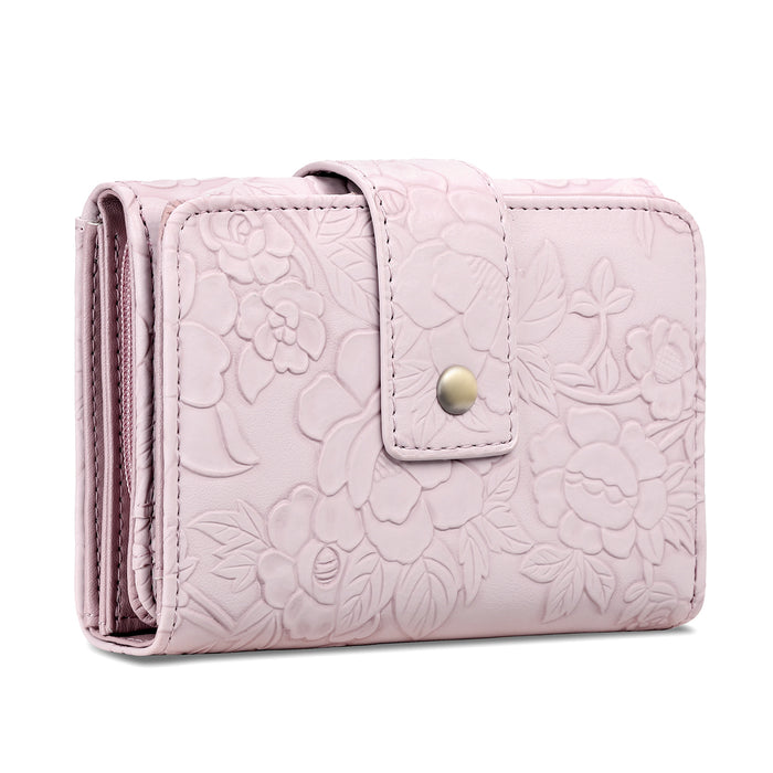 Floral Embossed Leather Wallet – Mini