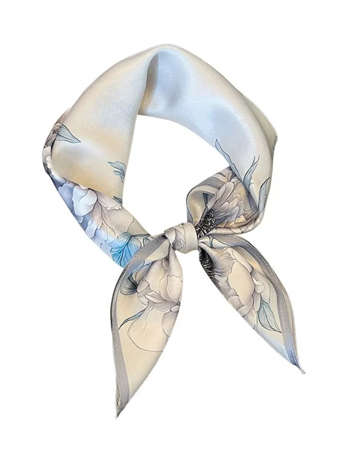 Floral Print Silk Square Scarf