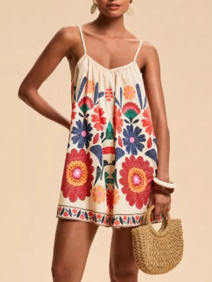 Floral Print Spaghetti Strap Romper