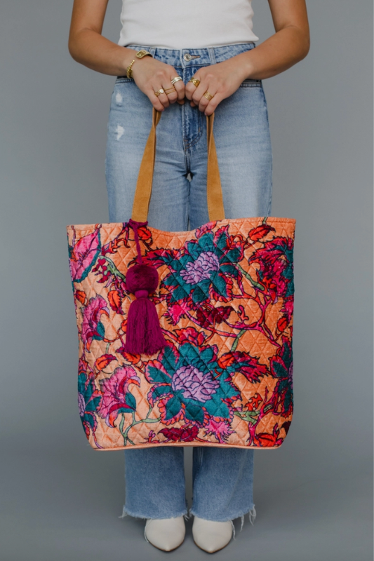 Floral Quilted Tote
