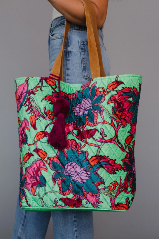 Floral Quilted Tote