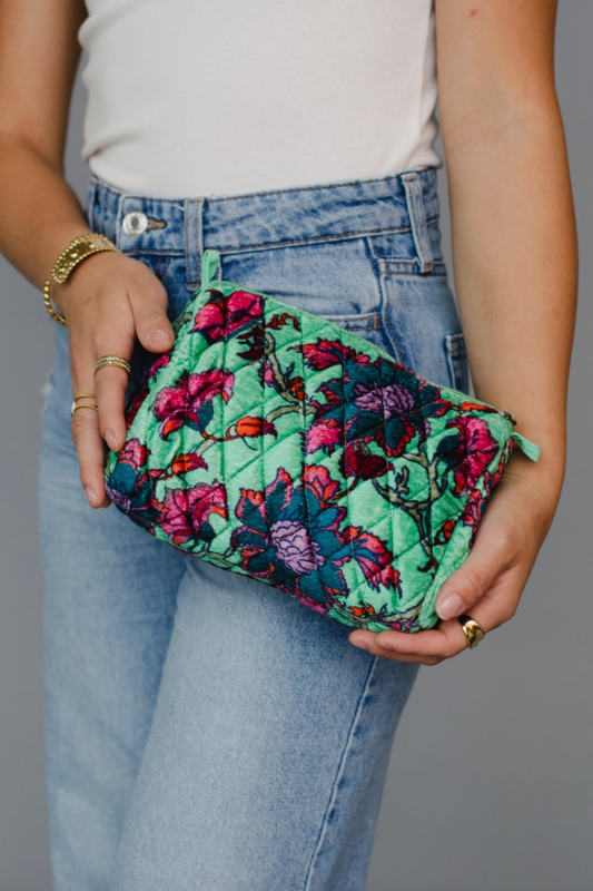 Floral Velvet Travel Pouch