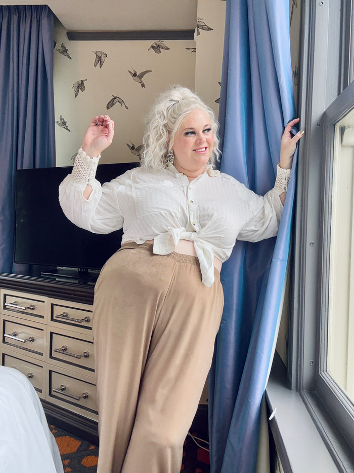 Florence Flowy Satin Pants in Cocoa