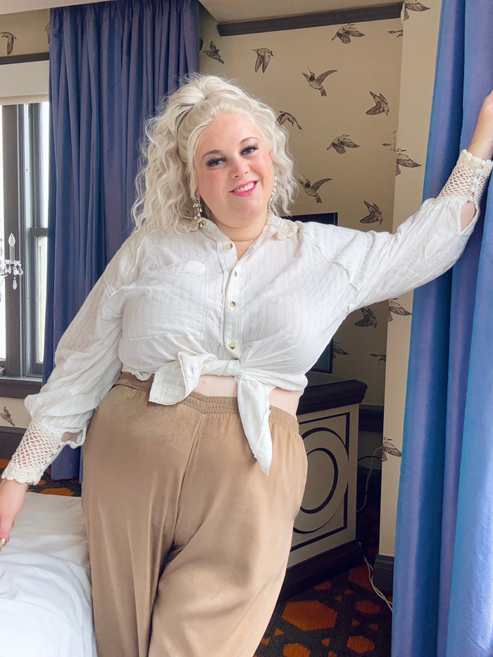 Florence Flowy Satin Pants in Cocoa