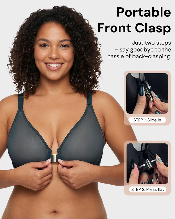 Front Clasp Mesh Support Bra