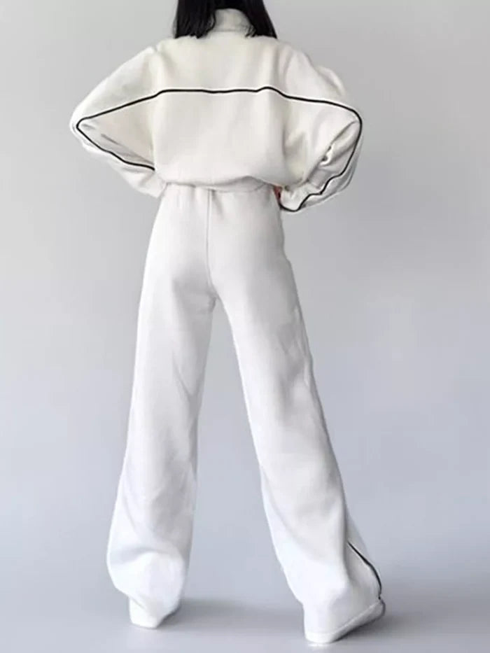 Full Size Zip Up Long Sleeve Top and Pants Set Plus Size
