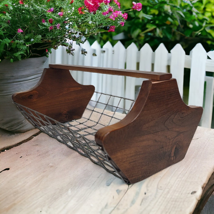 Garden Harvest Basket Wood and Wire Egg Basket - Wainfleet Trading Post