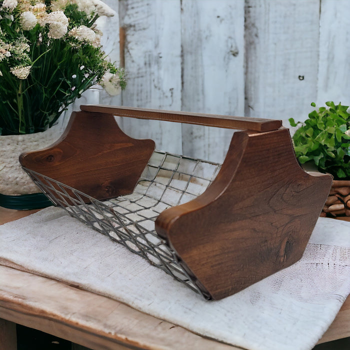 Garden Harvest Basket Wood and Wire Egg Basket - Wainfleet Trading Post