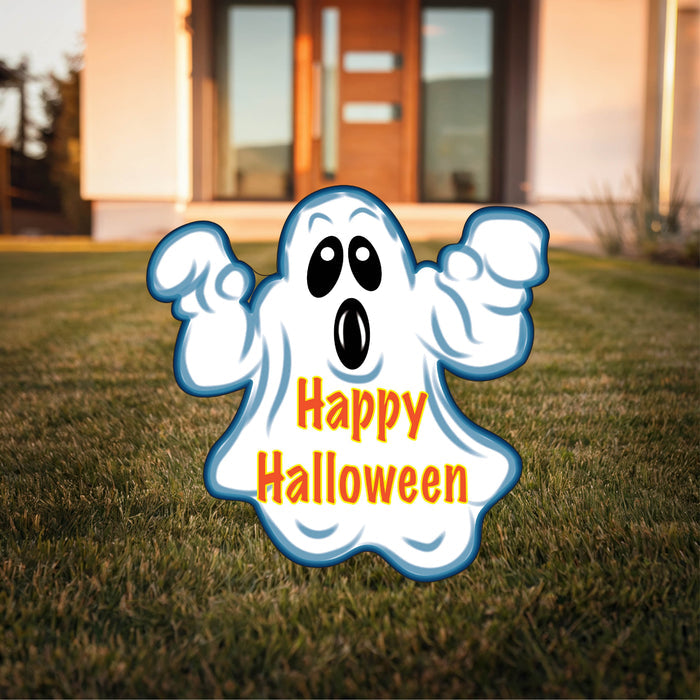 Ghost with Happy Halloween on his belly