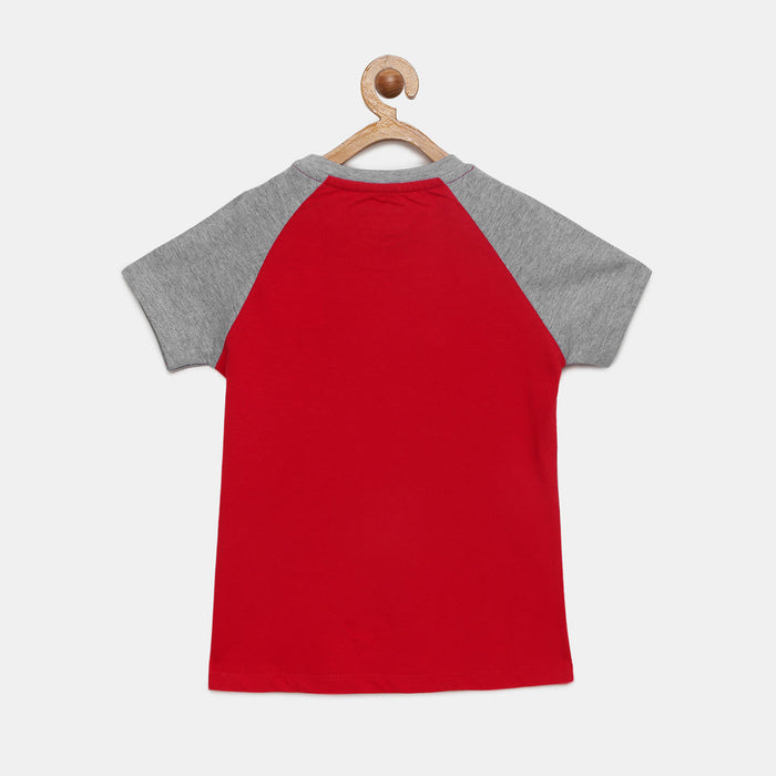 Girls Raglan Sleeve Printed Cotton T-Shirt