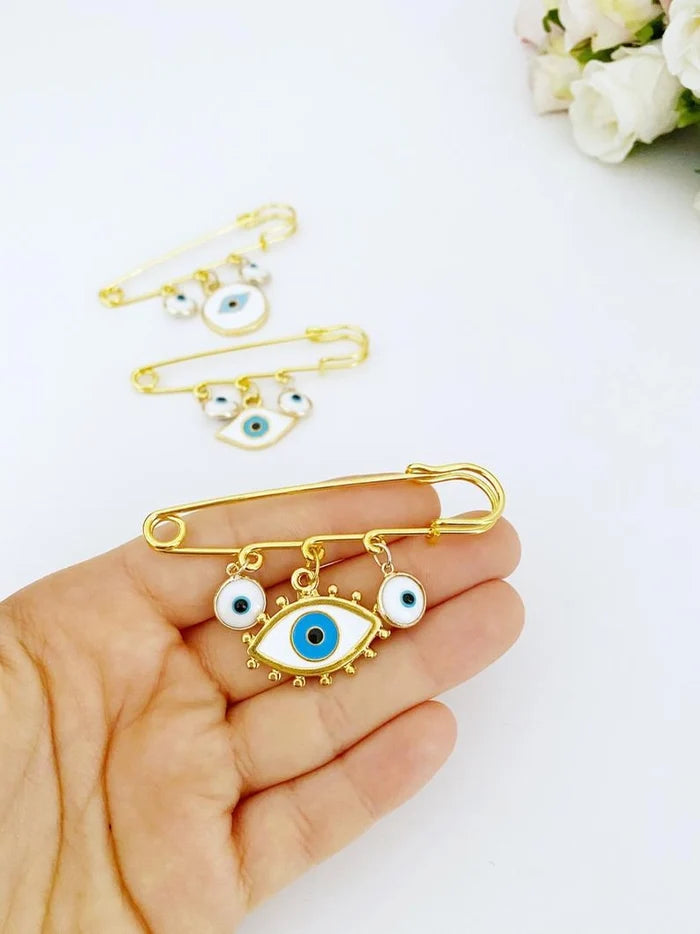 Gold Evil Eye Handmade Safety Pin