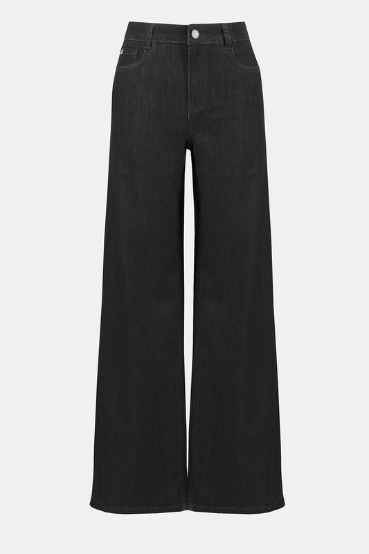 Goldie Classic Wide-Leg Stretch Jeans in Black