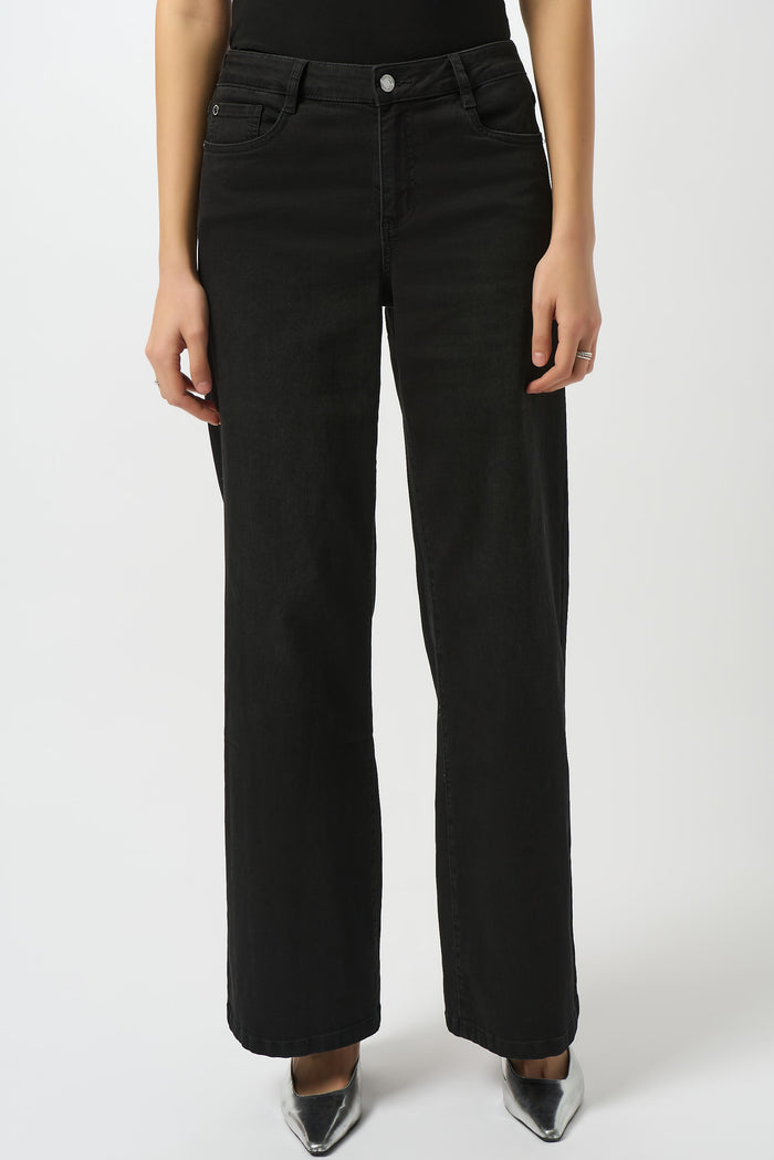 Goldie Classic Wide-Leg Stretch Jeans in Black