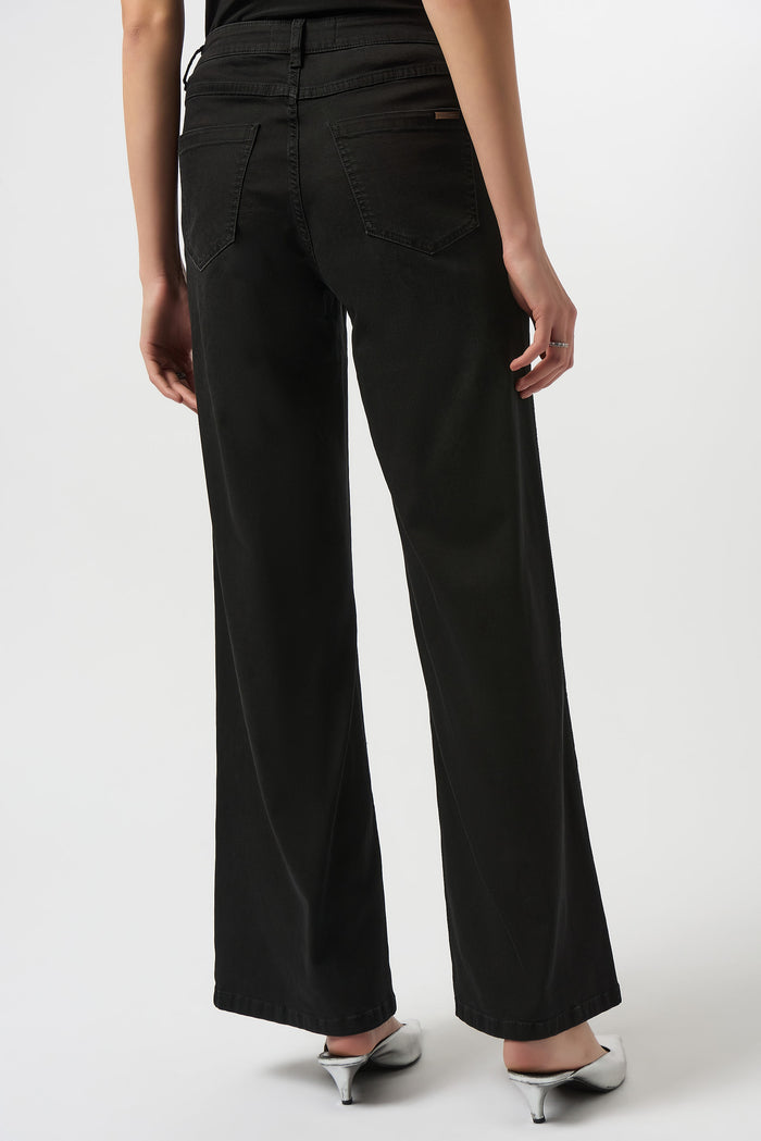 Goldie Classic Wide-Leg Stretch Jeans in Black