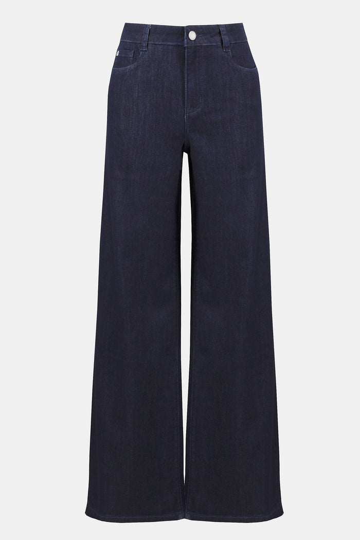 Goldie Classic Wide-Leg Stretch Jeans in Dark Blue Denim