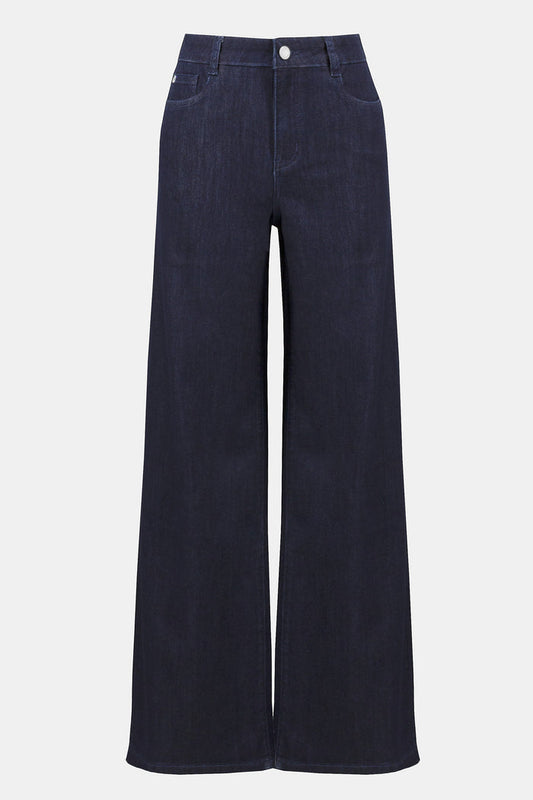 Goldie Classic Wide-Leg Stretch Jeans in Dark Blue Denim