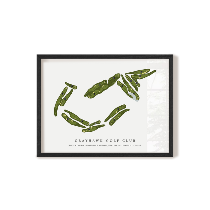 Grayhawk Golf Club - Raptor Course | Golf Course Map | Black Frame