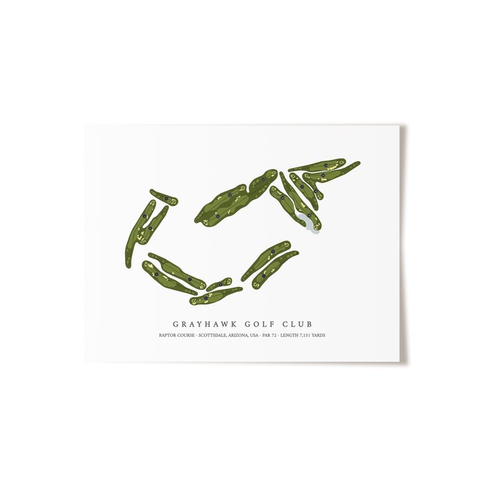 Grayhawk Golf Club - Raptor Course | Golf Course Map | Unframed