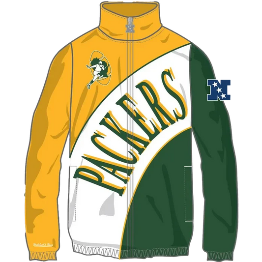 Green Bay Packers Mitchell & Ness Arched Retro Lined Windbreaker Yellow