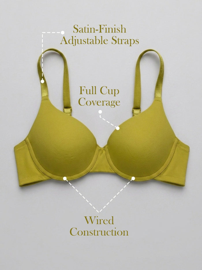 Green Padded Wired Full Cup T-Shirt Bra