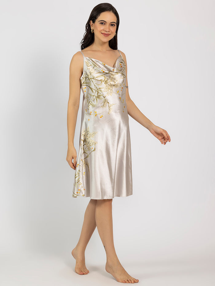 Grey Floral Satin Pack Of 5 -Robe Set Nightwear