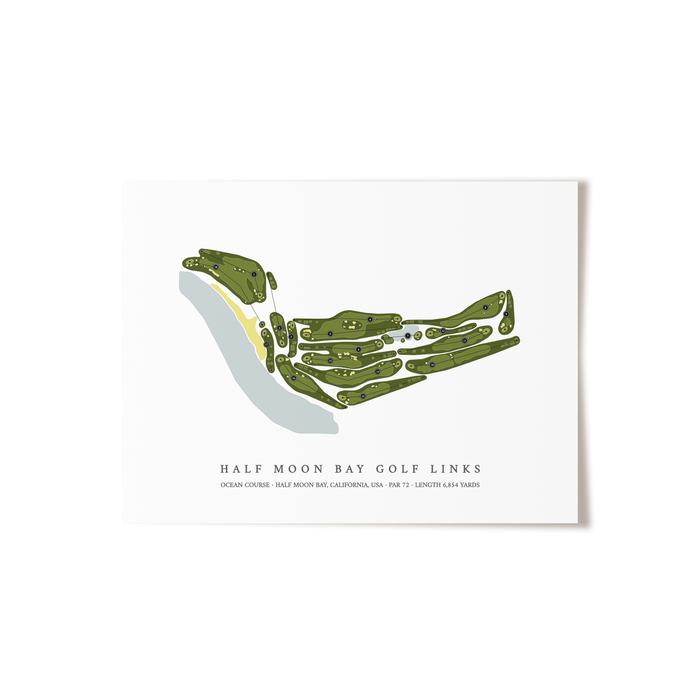 Half Moon Bay Golf Links - Ocean Course | Golf Course Map | Unframed