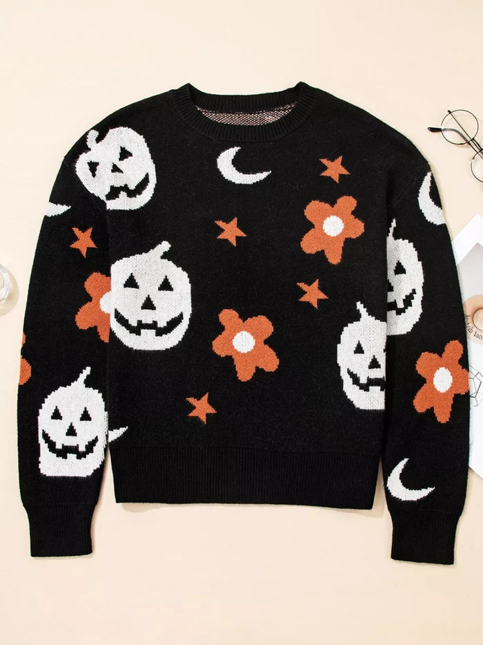Halloween Gothic Pattern Long Sleeve Sweater