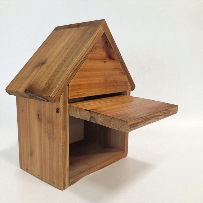 hand made bird house back side view