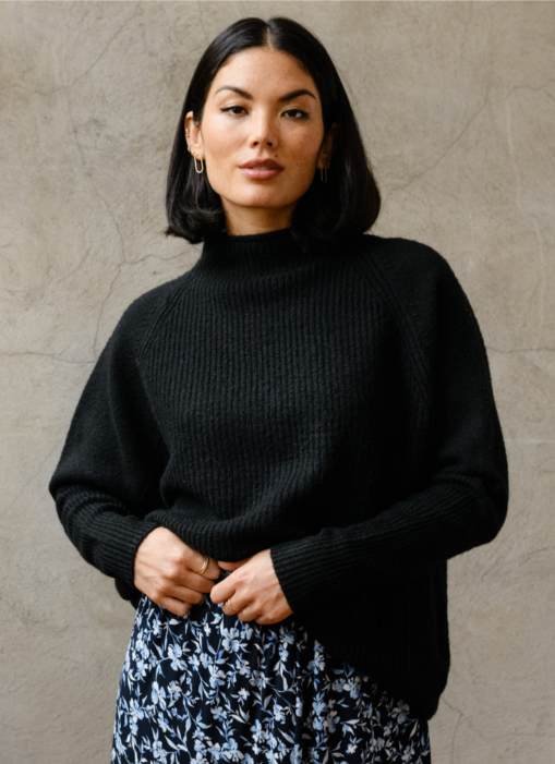Harriet Slouchy Sweater in Black - Laluxe Femme