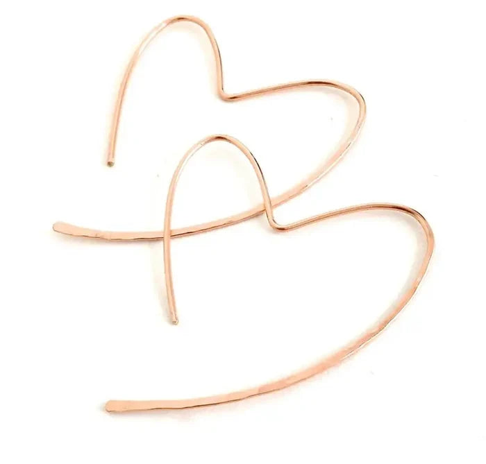Heart Hoop Earrings in 14k Rose Gold Filled