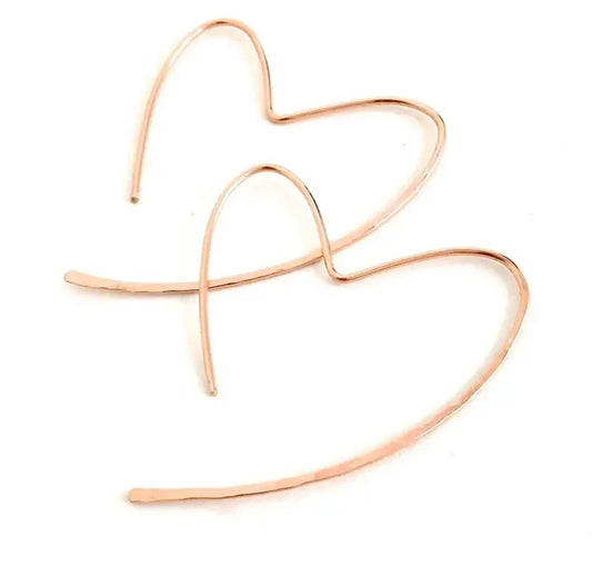 Heart Hoop Earrings in 14k Rose Gold Filled