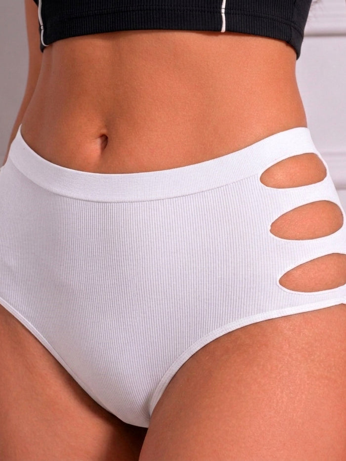 High-Rise Laser Cut Side Detail Brief Panty-Pack of 5
