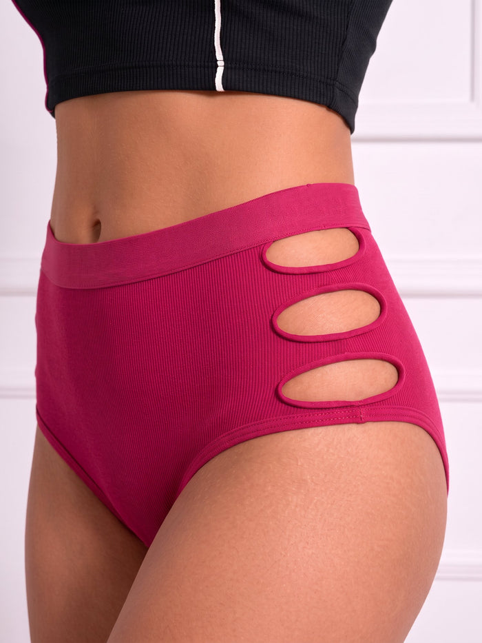 High-Rise Laser Cut Side Detail Brief Panty-Pack of 5
