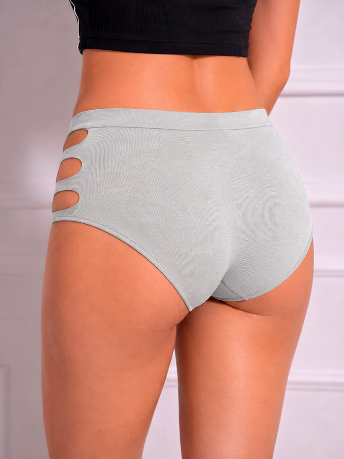 High-Rise Laser Cut Side Detail Brief Panty-Pack of 5