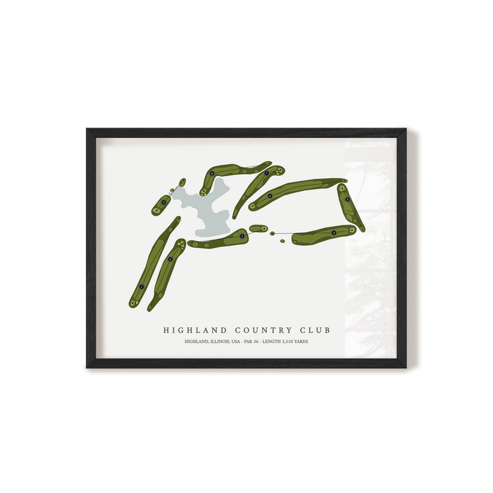Highland Country Club | Golf Course Map | Black Frame