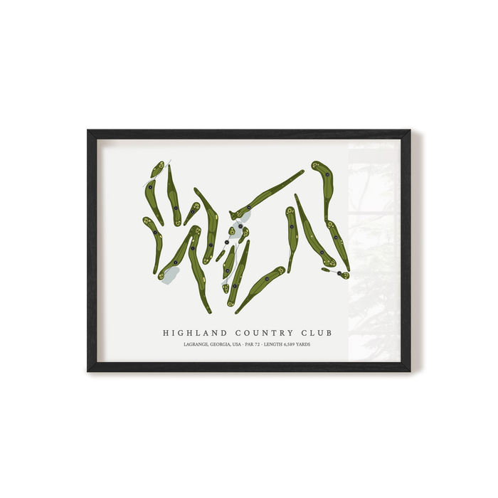 Highland Country Club | Golf Course Map | Black Frame