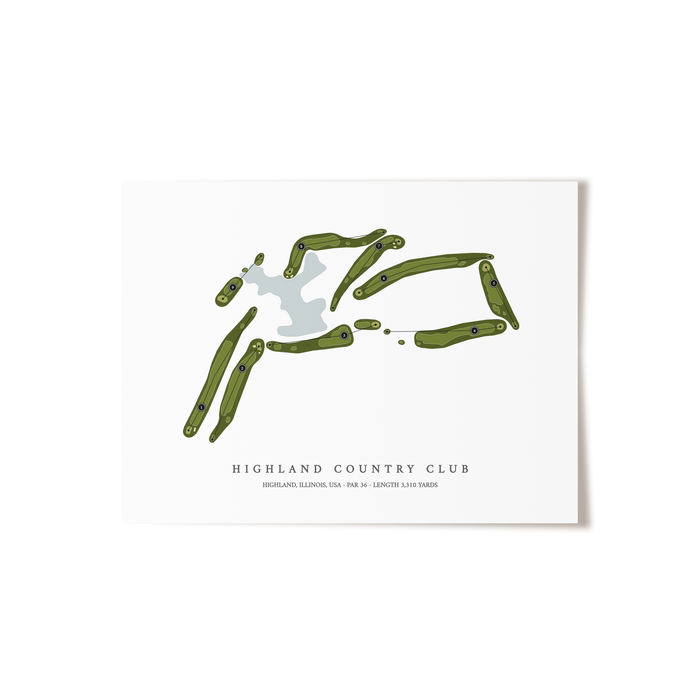 Highland Country Club | Golf Course Map | Unframed