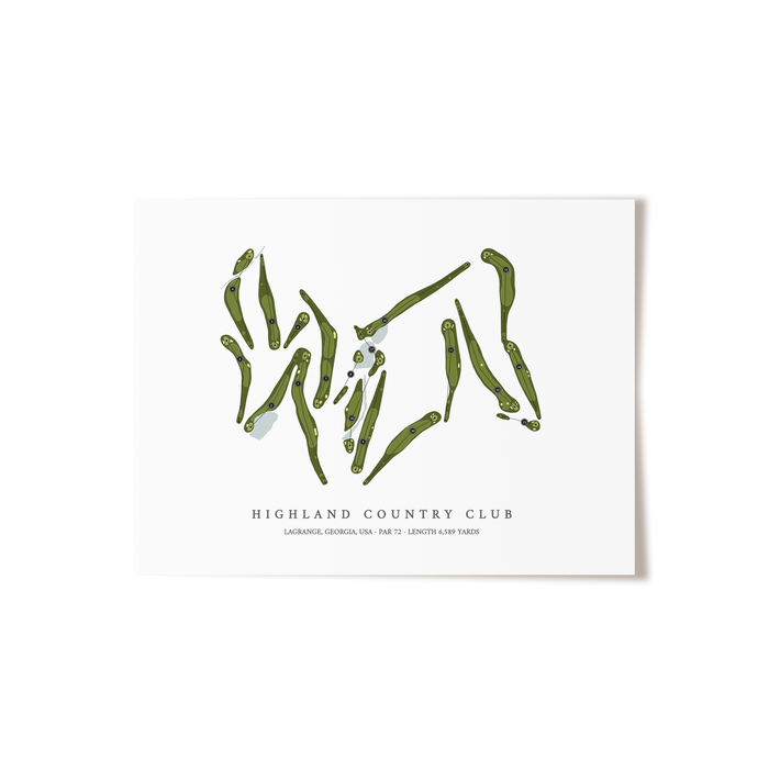 Highland Country Club | Golf Course Map | Unframed