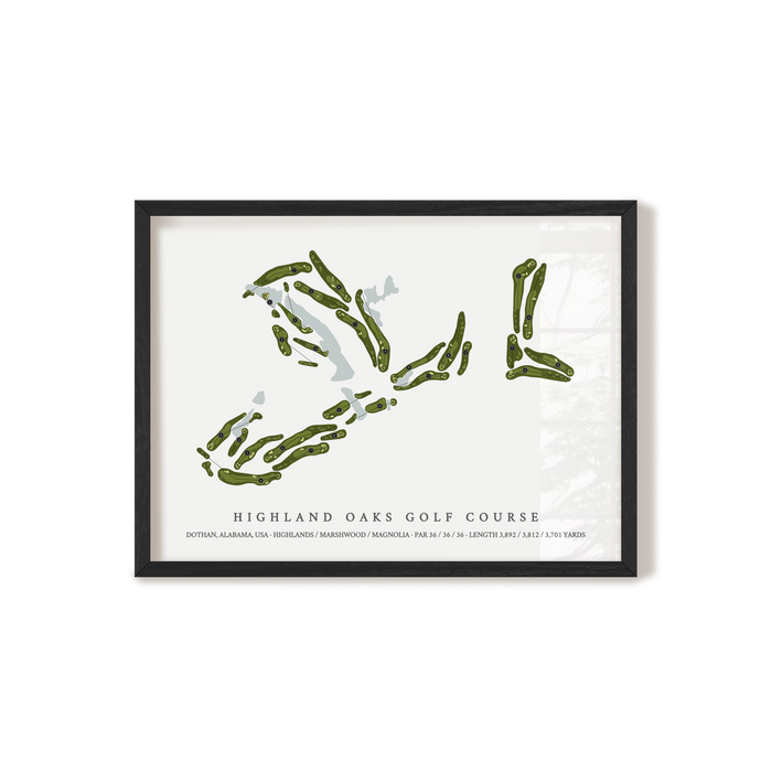 Highland Oaks Golf Course | Golf Course Map | Black Frame