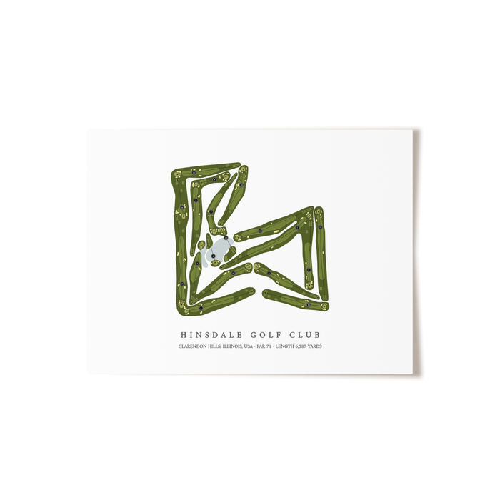 Hinsdale Golf Club | Golf Course Map | Unframed