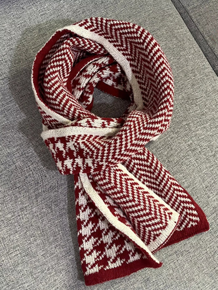 Houndstooth Pattern Warm Winter Scarf