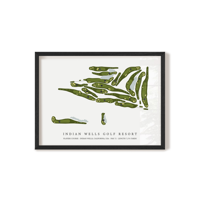 Indian Wells Golf Resort - Players Course | Golf Course Map | Black Frame