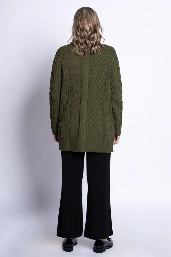 Jenny Cardigan in Khaki Green Cotton