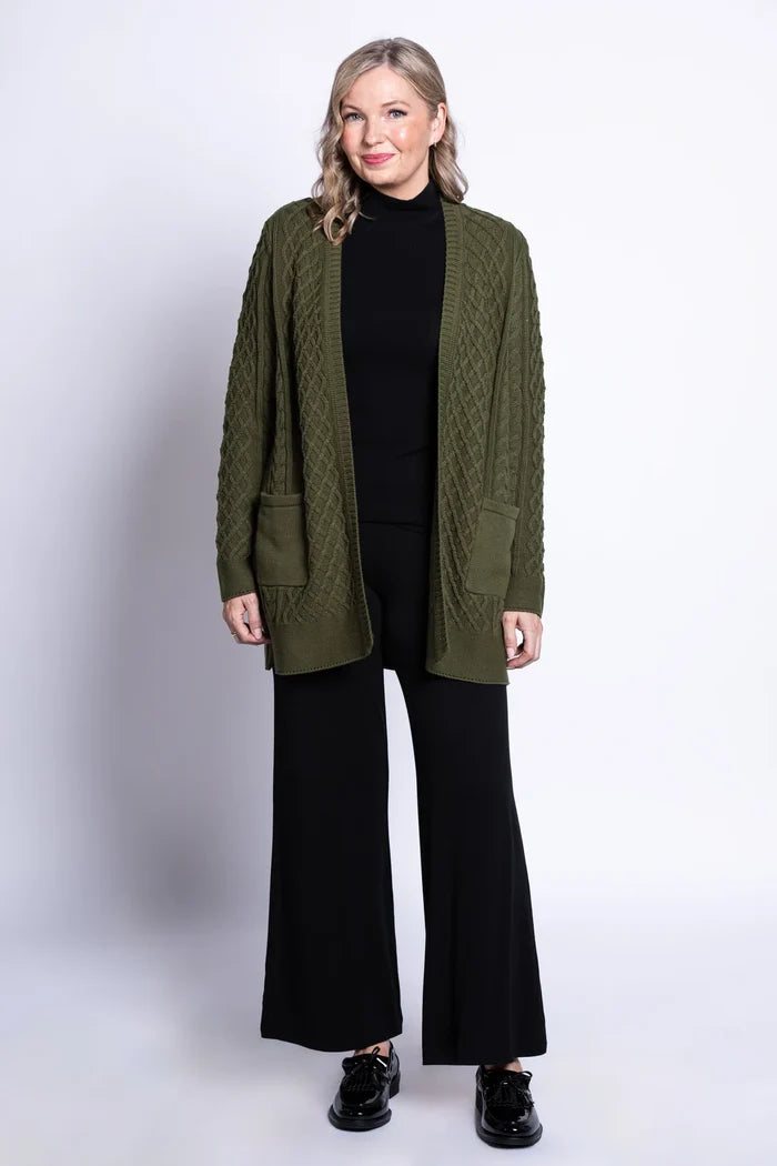 Jenny Cardigan in Khaki Green Cotton