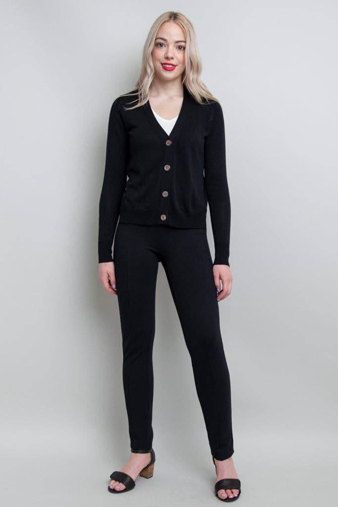 Jessica Cardigan Sweater Black Bamboo Cotton - Laluxe Femme