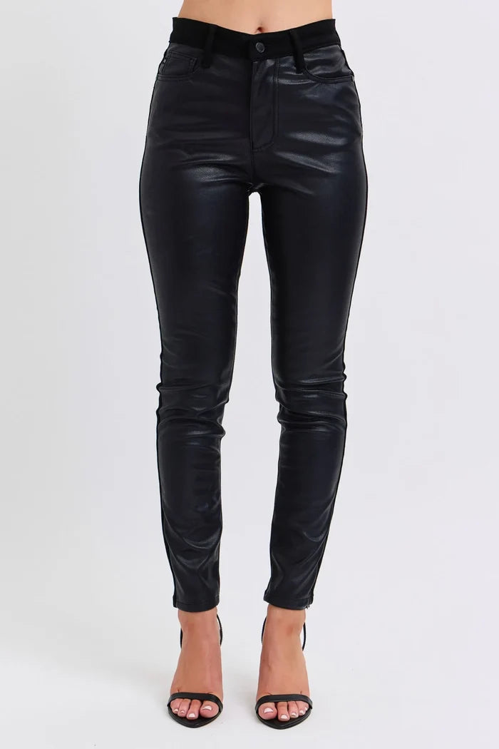 Judy Blue Plus Size HW Faux Leather Skinny Pants