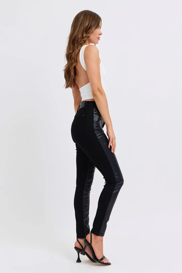 Judy Blue Plus Size HW Faux Leather Skinny Pants