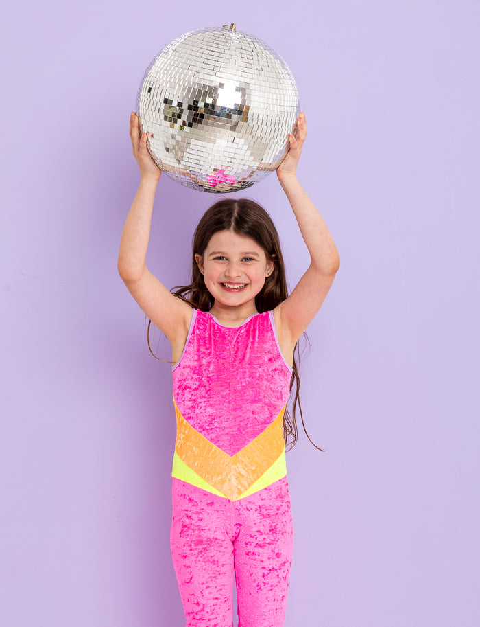 Kids Neon Prism Velvet Catsuit