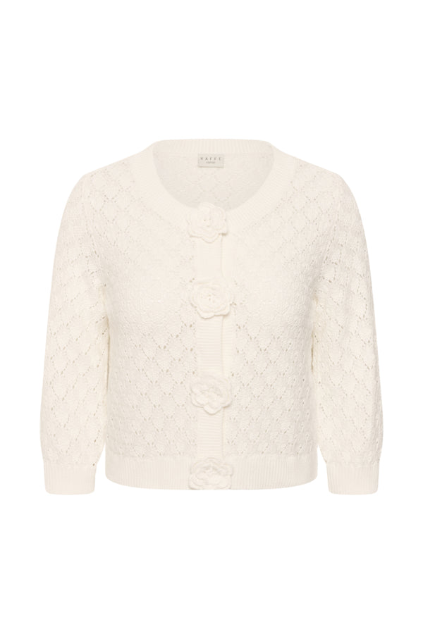 White textured cardigan on a white background
