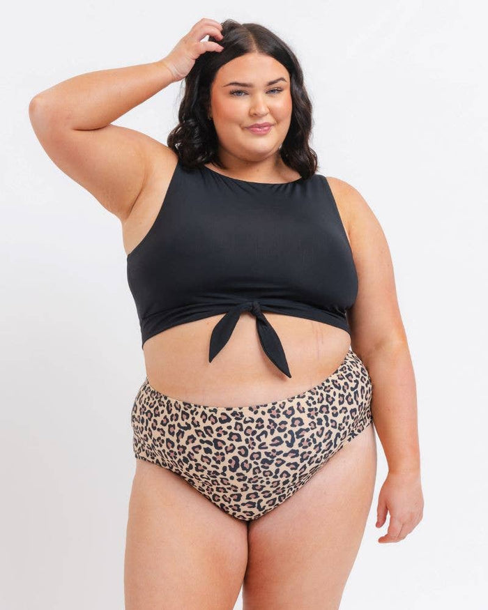 Knotted Bikini Crop Top in Black